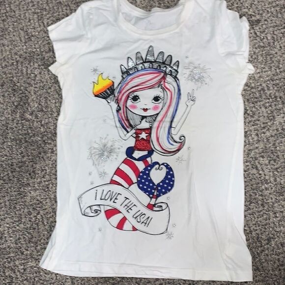 The Children’s Place Patriotic Mermaid T-Shirt - L 10/12 - Picture 1 of 5